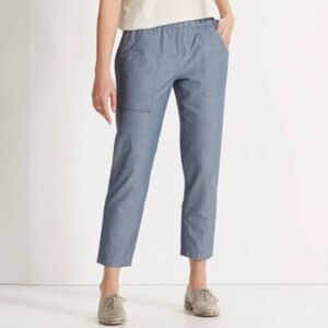 NAU | Chambray Blue Denim-look Pull On Pants Ankle Cropped Oversized | Size XS